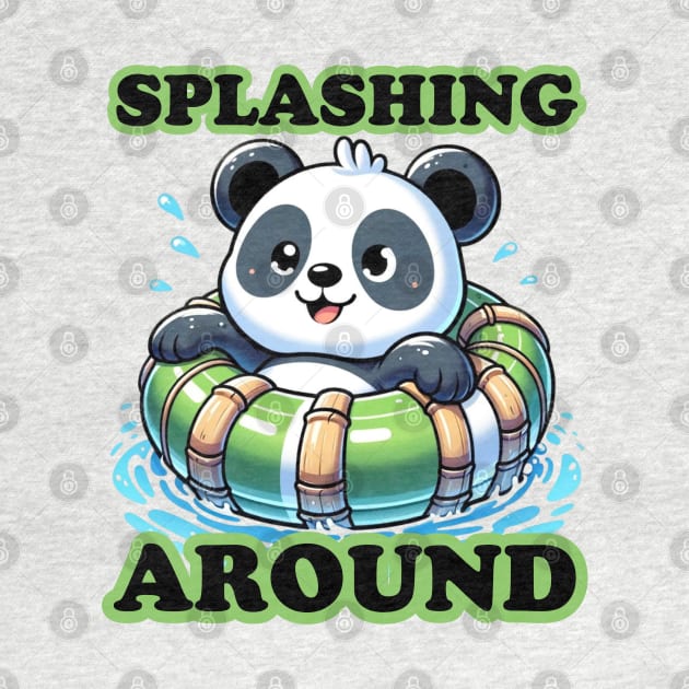 Panda Pool Party - Splashing Around Cute Summer Tee by vk09design